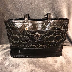 Coach Black Patent Leather Diaper/Tote Bag
